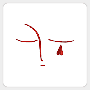 Sad face crying red love heart, version 2 Sticker